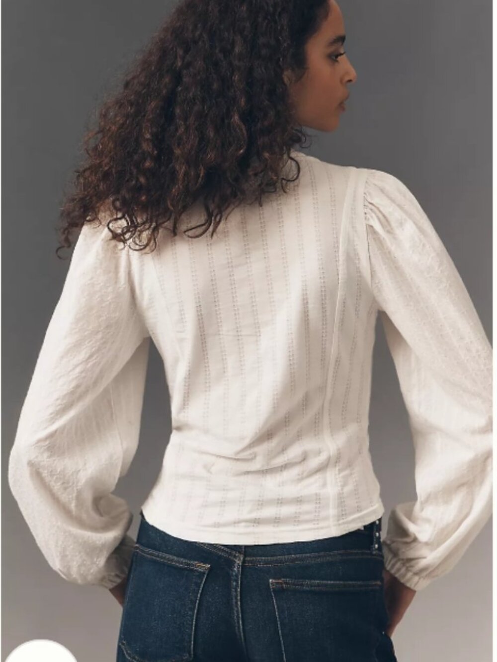 NWT Anthropologie Pilcro Long-Sleeve Reworked Buttondown Buttercream Top - Picture 4 of 10